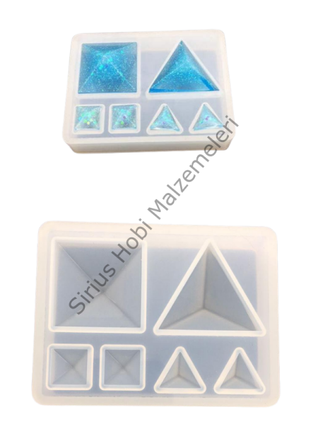 Mini Piramit Epoksi Silikon Kalıbı | Geometrik Takı ve Dekoratif Obje Kalıbı