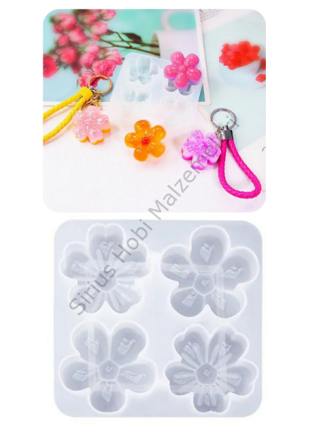 Epoksi Çiçek Anahtarlık Kolye Charm Kalıbı
