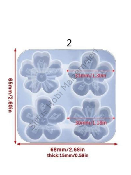 Epoksi Çiçek Anahtarlık Kolye Charm Kalıbı