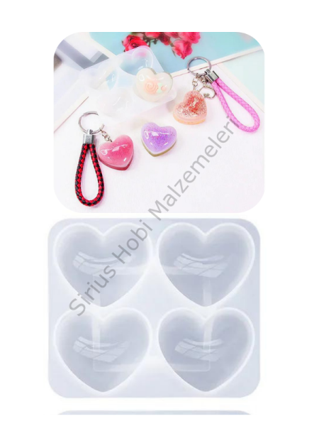 Epoksi  Kalp  Anahtarlık Kolye Charm Kalıbı