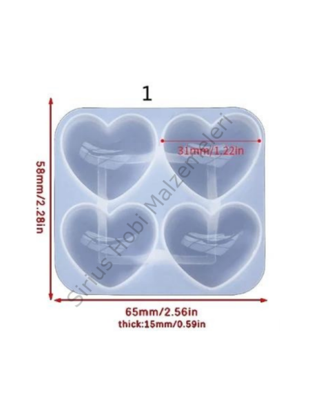 Epoksi  Kalp  Anahtarlık Kolye Charm Kalıbı