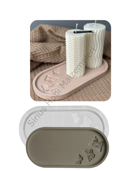 Epoksi Alçı Beton Trend Kelebek Tabak Sunumluk Kalıbı