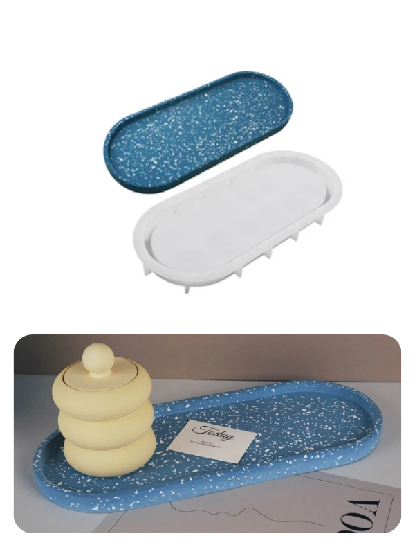 Epoksi Mum Alçı Büyük Uzun Tabak Kalıbı