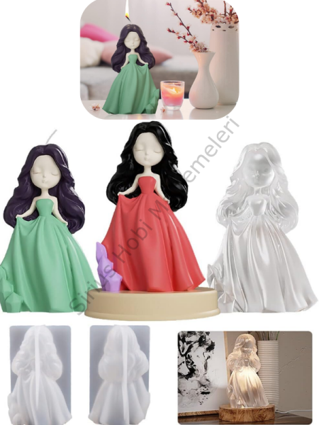 Epoksi Mum 3D Prenses  Gece Lambası Kalıbı