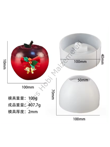 Epoksi Mum Alçı Elma Kapaklı Kutu Kalıbı
