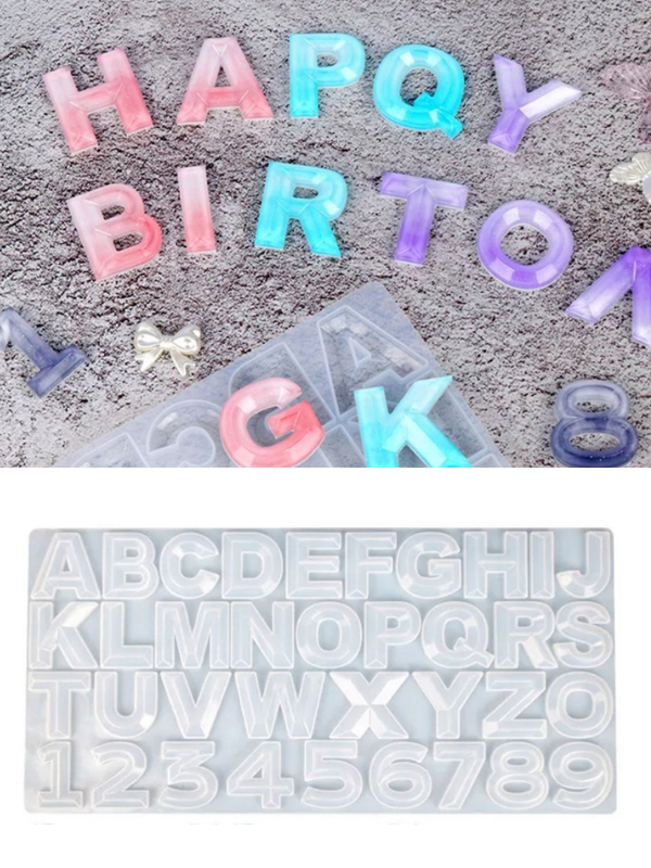 Epoksi Reçine Kristal Kenarlı Anahtarlık Harf Silikon Kalıbı