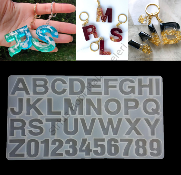 Epoksi Anahtarlık  Düz Büyük Harf  Kalıbı. 4-5cm