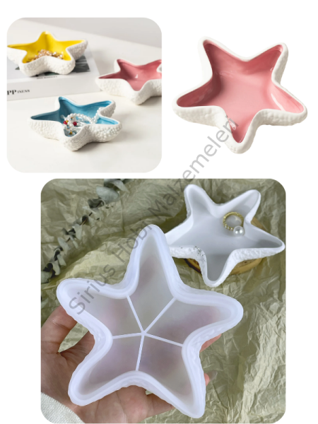 Epoksi Alçı Deniz Yıldızı Midye Mumluk Kase Tabak Silikon Kalıpları