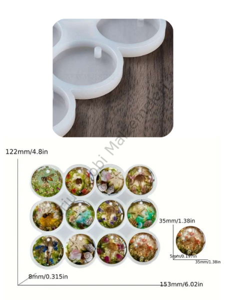 Epoksi 3.5cm Çoklu Kolye Anahtarlık Magnet Silikon Kalıbı