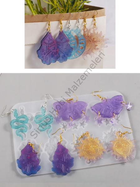 Epoksi Kelebek Yılan Bulut Küpe Kalıbı