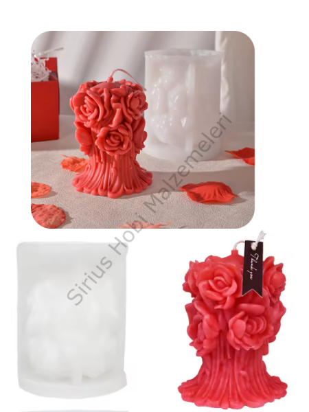 Gelin Buketi Aromaterapi Gül Mum Kalıbı