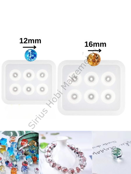 Epoksi Reçine 12mm -16mm  Tesbih Boncuk Silikon Kalıbı