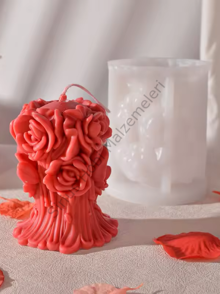 Gelin Buketi Aromaterapi Gül Mum Kalıbı