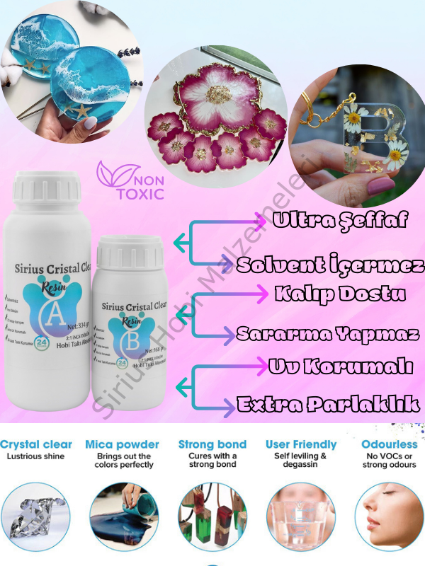 Sirius İnce Döküm Epoksi Reçine – Takı, Kalıp ve Hobi Uygulamaları İçin Şeffaf Reçine 500ml