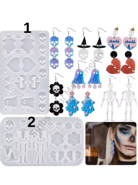 Epoksi Reçine İskelet Halloween Hayalet Küpe Kalıpları