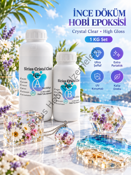 Sirius İnce Döküm Epoksi Reçine – Takı, Kalıp ve Hobi Uygulamaları İçin Şeffaf Reçine 1 kg