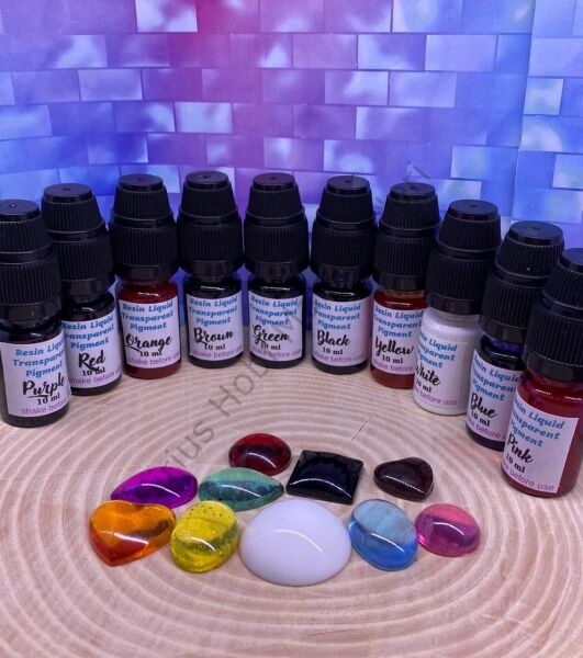 Resin Liquid Transparent Pigment Epoksi Reçine  Şeffaf Pigment Seti 10 renk 100 ml