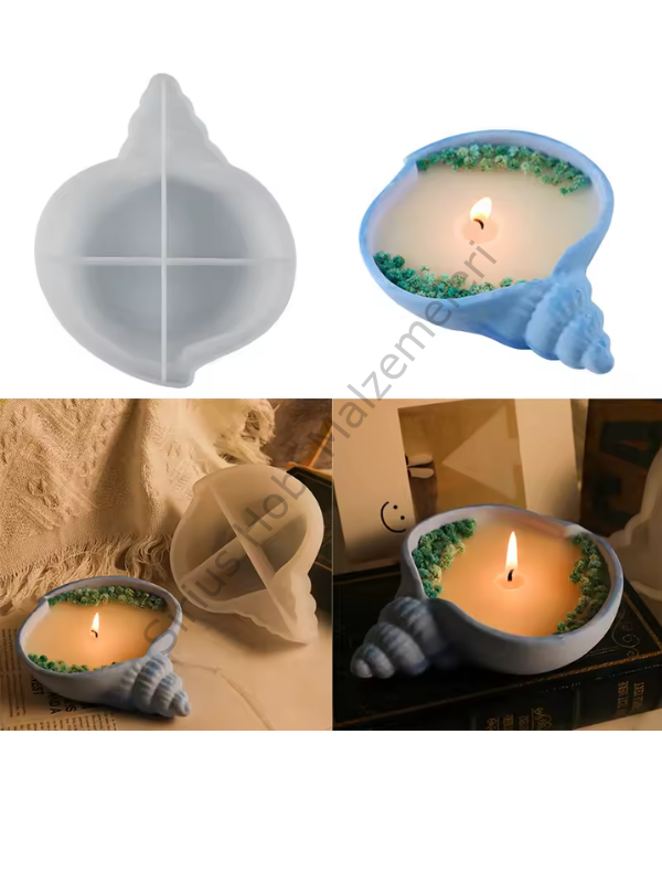 Epoksi Alçı Deniz Kabuğu Aromaterapi Mumluk Kalıbı