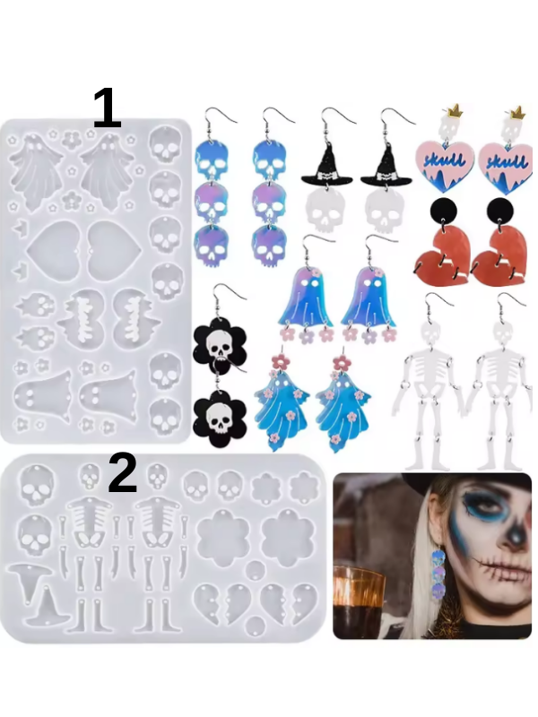 Epoksi Reçine İskelet Halloween Hayalet Küpe Kalıpları