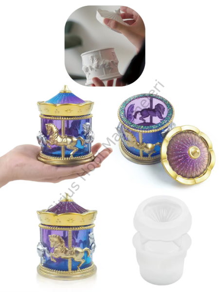 Epoksi Alçı Mum Atlıkarınca Kapaklı Kutu Kalıbı