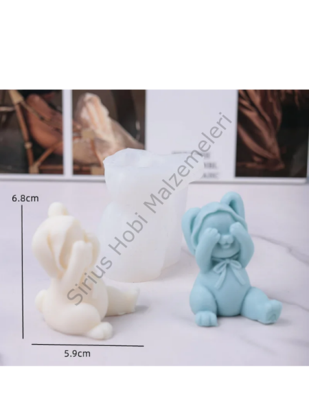 Epoksi Mum Oturan  Tavşan Kalıbı