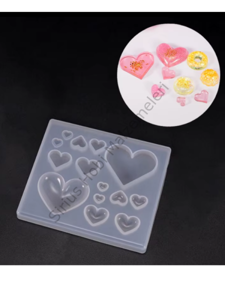 Epoksi Reçine Çoklu Kalp Silikon Kalıbı