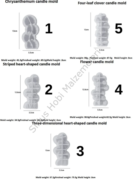 Epoksi Reçine 3D Çiçek Aşk Kalp Silikon Aromaterapi Mum Kalıbı