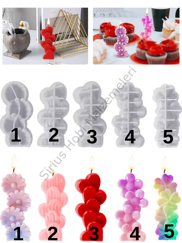 Epoksi Reçine 3D Çiçek Aşk Kalp Silikon Aromaterapi Mum Kalıbı