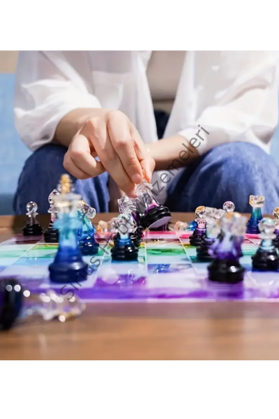 Epoksi Reçine Satranç Taşları ve Tahtası Silikon Kalıbı Seti 17 Parça