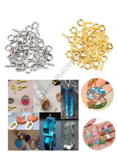 5x10 mm Anahtarlık Epoksi Kolye Takı Çivisi 100 adet Gold - Silver - Rose