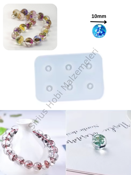 Epoksi Reçine 8mm 10mm Tesbih Boncuk Silikon Kalıbı