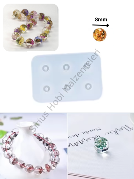 Epoksi Reçine 8mm 10mm Tesbih Boncuk Silikon Kalıbı