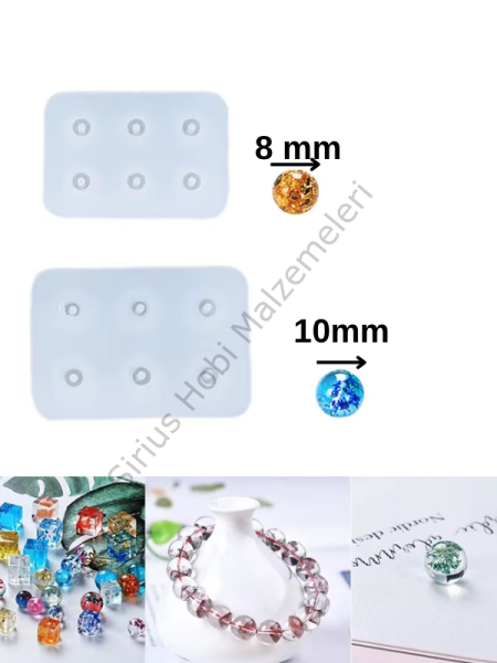 Epoksi Reçine 8mm 10mm Tesbih Boncuk Silikon Kalıbı