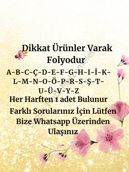 Epoksi Reçine 5 cm Varak Folyo Gold -Silver Sticker Kesim Harf Seti