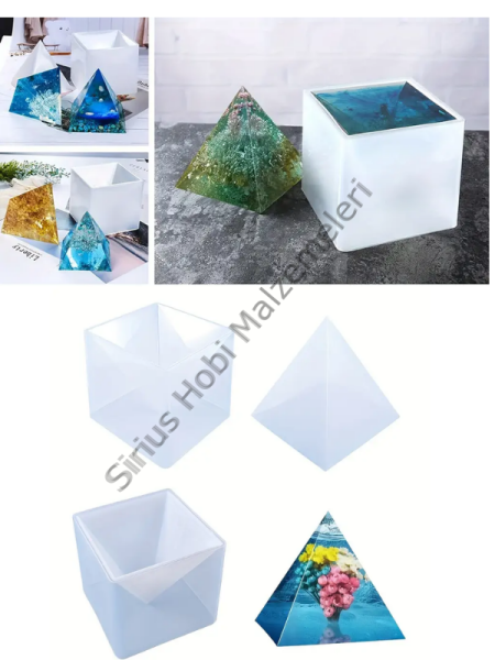 Epoksi Reçine 16 cm Piramit Destekli Silikon Kalıbı