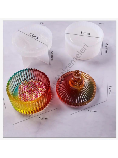 Epoksi Şeker Mumluk Kapaklı Kutu Silikon Kalıbı