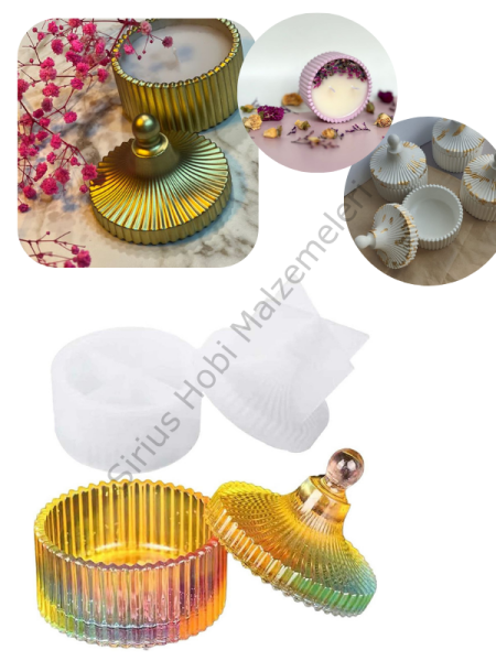 Epoksi Şeker Mumluk Kapaklı Kutu Silikon Kalıbı