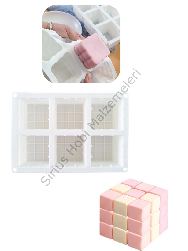 Epoksi Mum Rubik Küp Kalıbı 6 lı