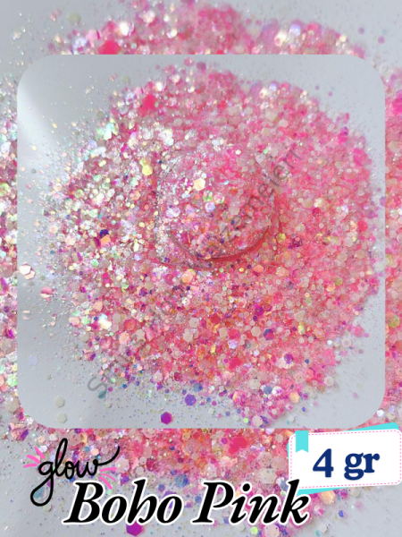 Epoksi- Mum-Makyaj-Tırnak-Sabun Simi Pulu Glitter Boho Pink 4 gr