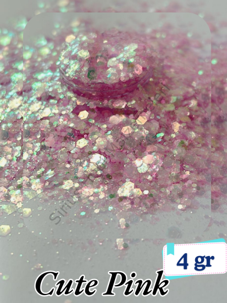 Epoksi- Mum-Makyaj-Tırnak-Sabun Simi Pulu Glitter Cute Pink 4 gr