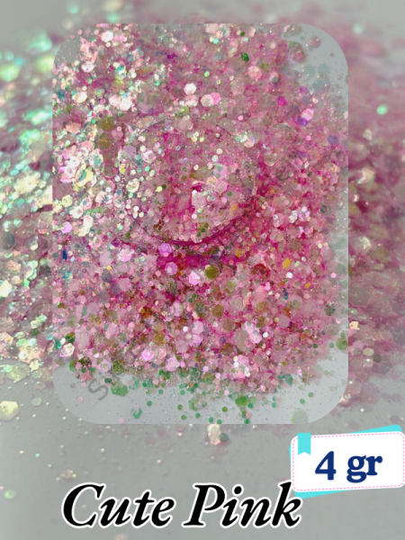 Epoksi- Mum-Makyaj-Tırnak-Sabun Simi Pulu Glitter Cute Pink 4 gr