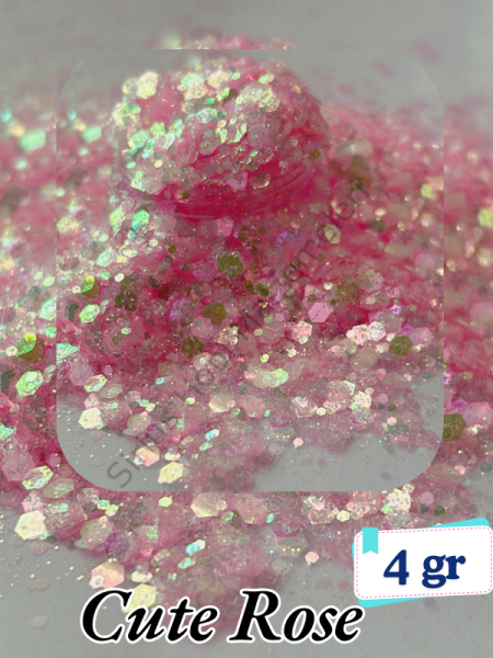 Epoksi- Mum-Makyaj-Tırnak-Sabun Simi Pulu Glitter Cute Rose 4 gr