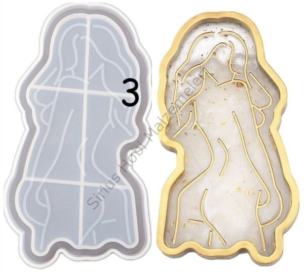 Epoksi Kız Silüeti Silikon Tepsi Sunumluk Yüzüklük  Kalıpları