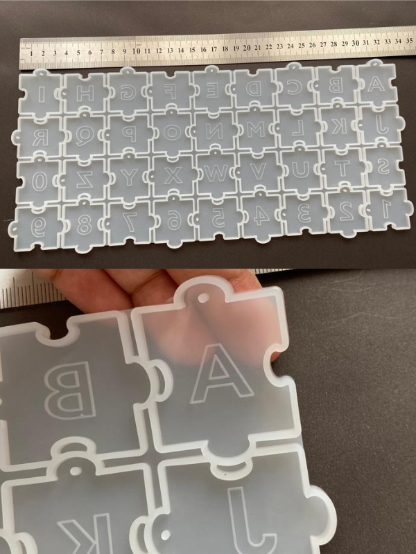 Epoksi Puzzle Harf Sayı Kalıbı Delikli