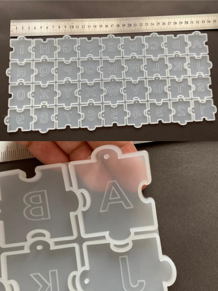 Epoksi Puzzle Harf Sayı Kalıbı Delikli