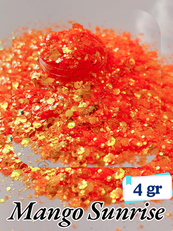 Epoksi- Mum-Makyaj-Tırnak-Sabun Simi Pulu Mango Sunrise