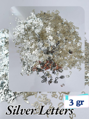 Epoksi- Mum-Makyaj-Tırnak-Sabun Simi Pulu  Silver Letters Harfler 3 gr