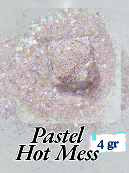 Epoksi- Mum-Makyaj-Tırnak-Sabun Simi Pulu Pastel Hot Mess 4 gr