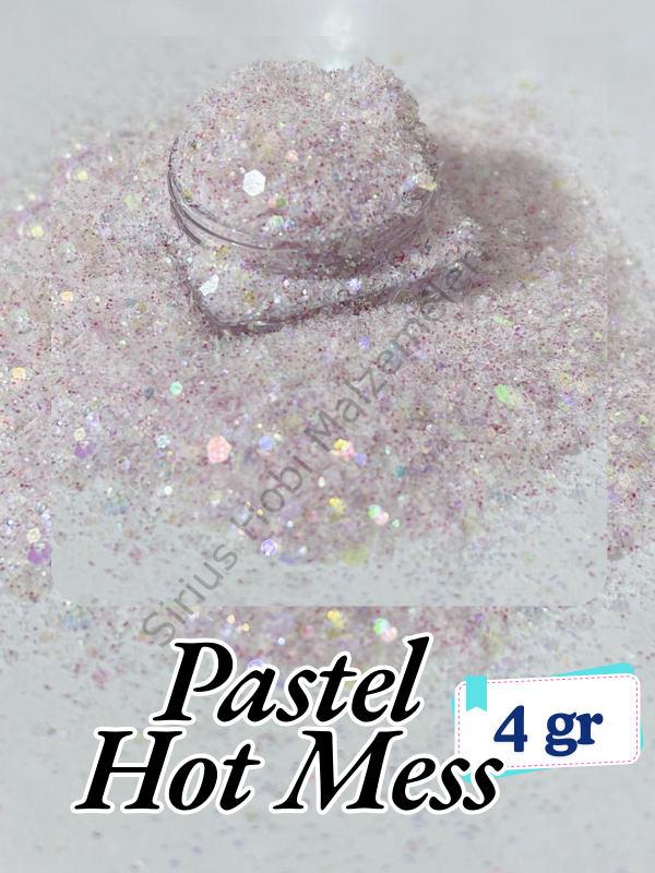 Epoksi- Mum-Makyaj-Tırnak-Sabun Simi Pulu Pastel Hot Mess 4 gr