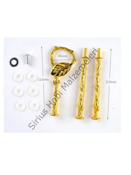 Epoksi 3 katlı Sunumluk Aparatı Gold Yaprak